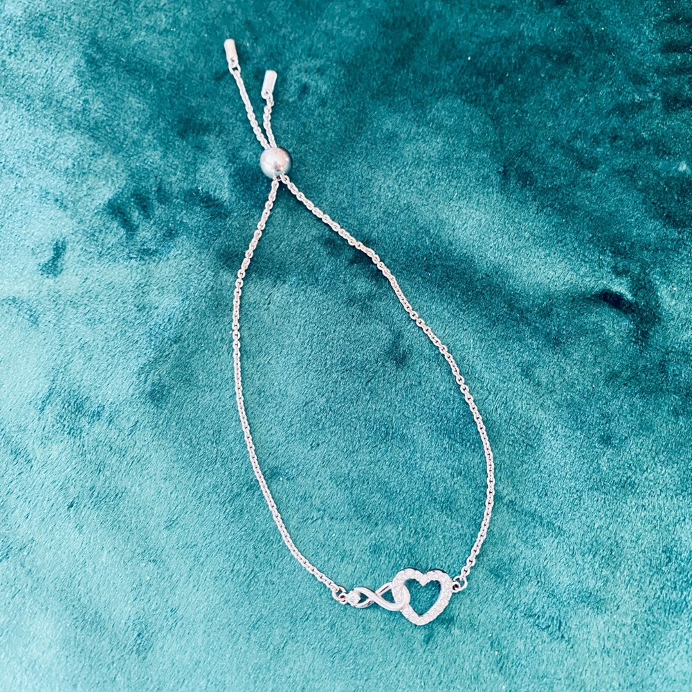Silver Swarovski infinity and heart Bracelet